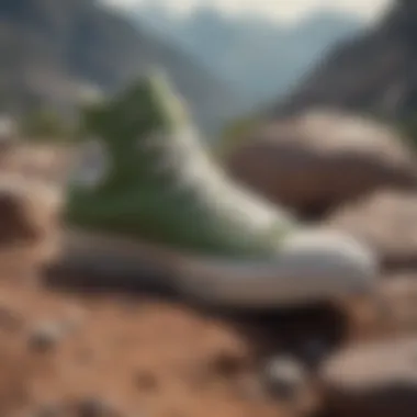 Converse Chuck Taylor All Star Lugged High sneakers on a rocky terrain