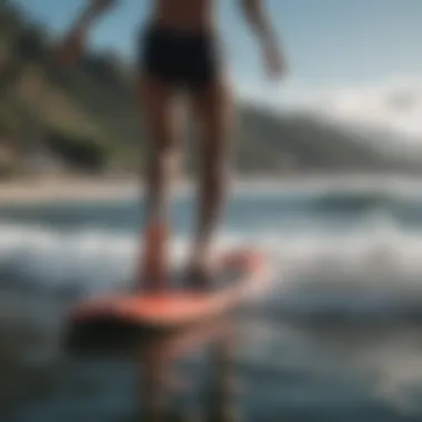 Athlete using EVA traction pad on surfboard in action