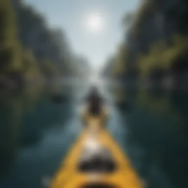 A tranquil scene of kayaking in crystal-clear waters