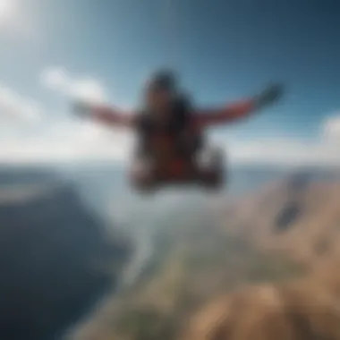 An exhilarating view of skydiving over picturesque scenery