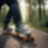 Forest green high top Vans on a skateboard