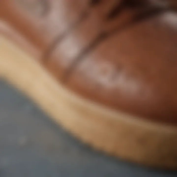 Close-up of gum sole texture showcasing its unique grip