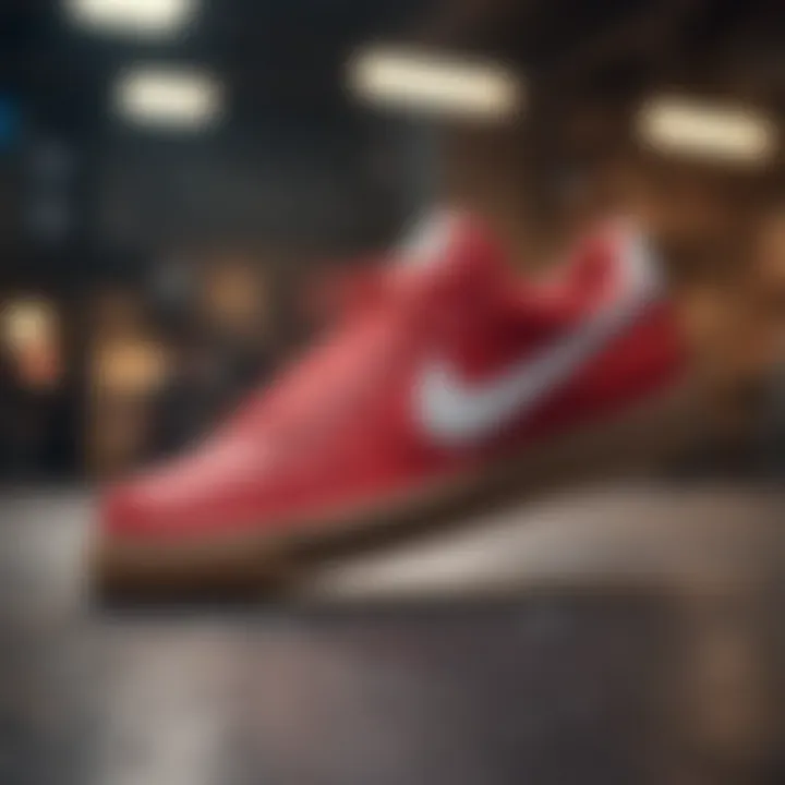 Dynamic action shot of gum sole Nikes in sports activity