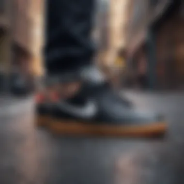 Stylish gum sole Nikes in an urban setting