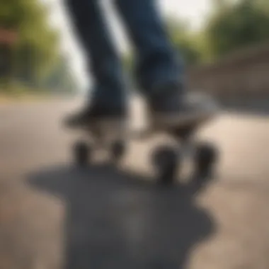 Skateboarder enjoying a smooth ride on Impala skates outdoors