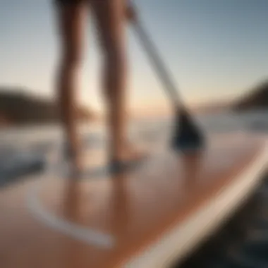 Material Quality Unveiled A close-up of the material quality of a paddle board