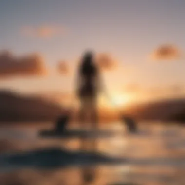 Adventures at Sunset Paddle boarders enjoying a vibrant sunset on the water