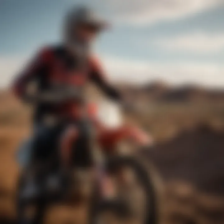 Profile of a top motocross athlete during a race