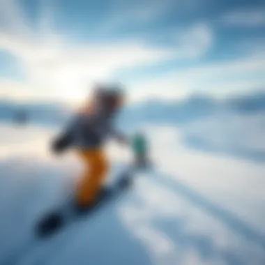 A scenic winter landscape featuring snowboarders enjoying the slopes.