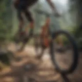 Mountain bike navigating a rugged terrain