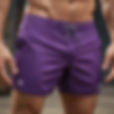 Diverse design options for purple board shorts displayed