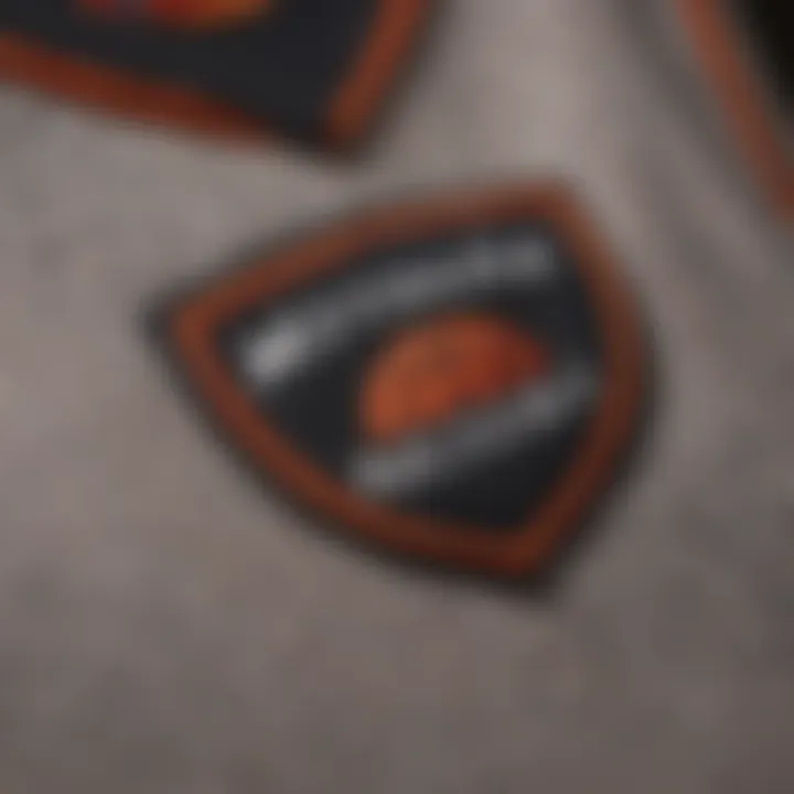 Close-up view of high-quality fabric and stitching detailing on a Mitchell and Ness jersey