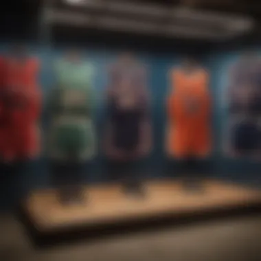 Vintage Mitchell and Ness basketball jersey displayed in a collector's showcase