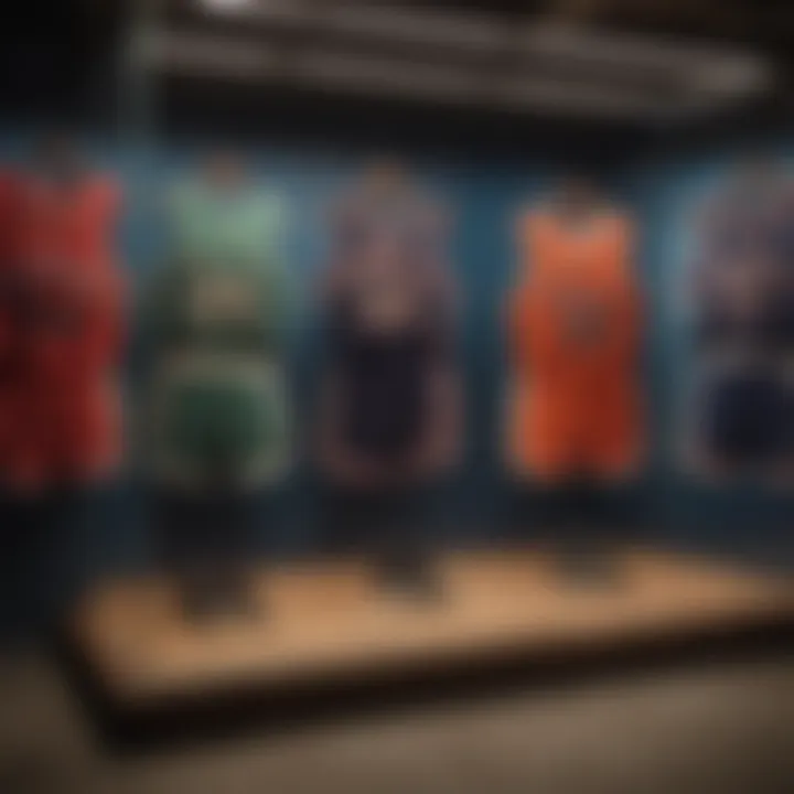 Vintage Mitchell and Ness basketball jersey displayed in a collector's showcase
