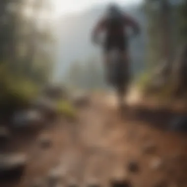 Rider navigating a rocky terrain on a mountain bike