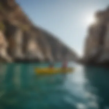 Group of friends enjoying a day of kayaking in the serene waters of Mykonos.