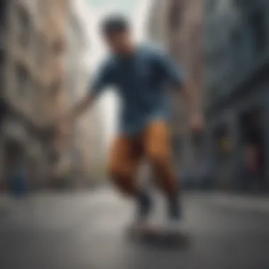 Skateboarder wearing Nike shirt in urban setting