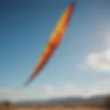 A vibrant kite soaring against a clear blue sky