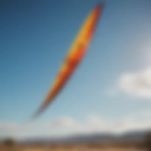 A vibrant kite soaring against a clear blue sky