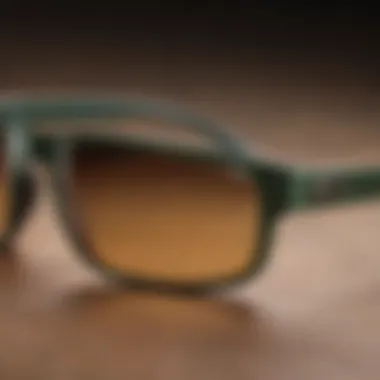 Close-up view of the unique design features of Oakley Holbrook Green Polarized sunglasses