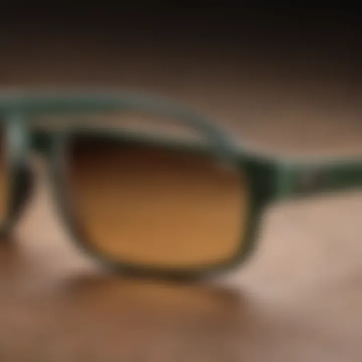 Close-up view of the unique design features of Oakley Holbrook Green Polarized sunglasses