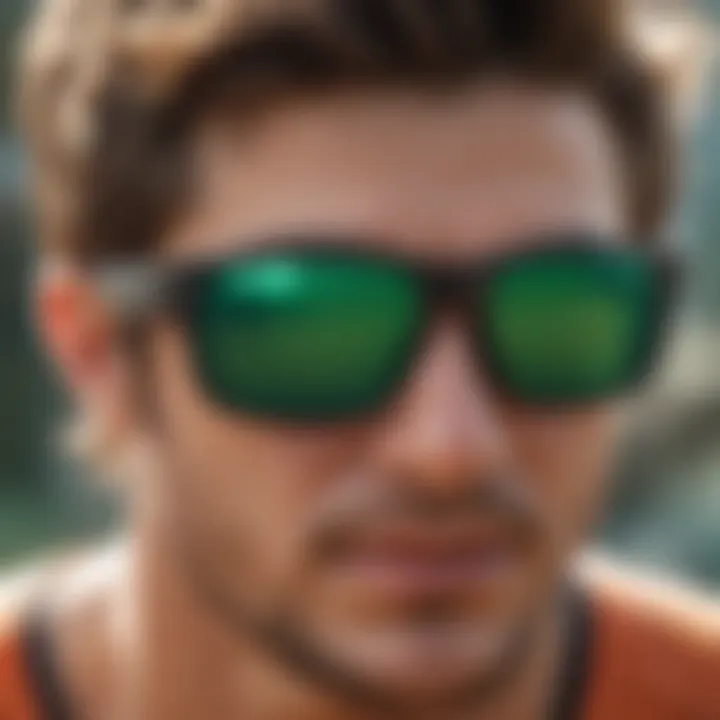 Extreme sports athlete wearing Oakley Holbrook Green Polarized sunglasses during a thrilling activity