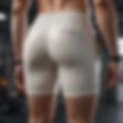 Elegant display of off white workout shorts showcasing their sleek design