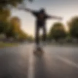 A skateboarder performing a trick in a vibrant park setting