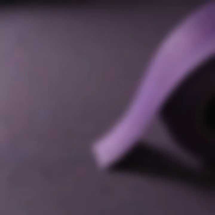 Close-up of purple grip tape highlighting material quality and durability.