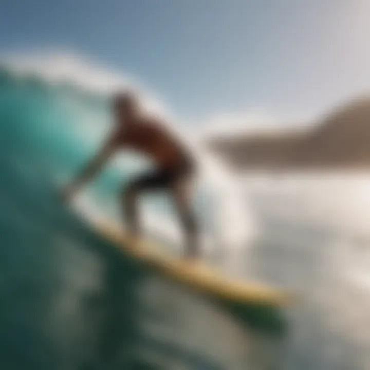 A surf photographer in action, focusing on capturing the perfect moment.