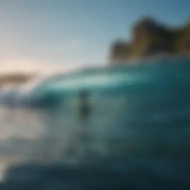 Surfers Conquering Waves at a Coral Reef Vibrant coral reef with surfers riding waves