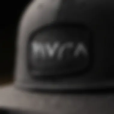 Close-up of RVCA hat showcasing unique design and materials