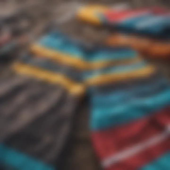 A vibrant display of various styles and colors of Salty Crew boardshorts