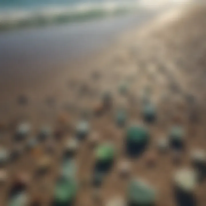 An aerial view of a picturesque sea glass beach in California