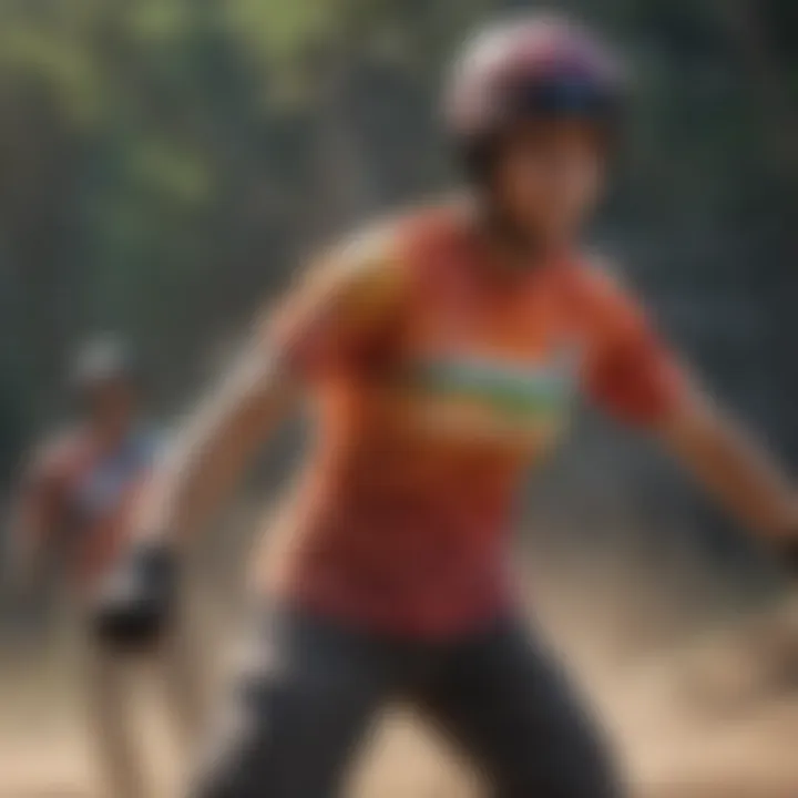 Action shot of individuals in extreme sports wearing Rainbow shirts