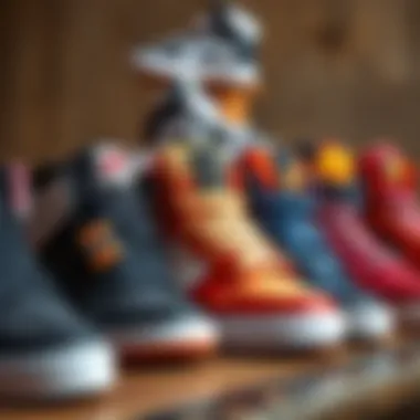 Selection of popular mid-top skate shoes from various brands displayed together