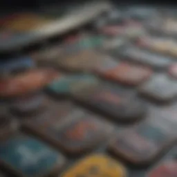 Variety of skateboard patches showcasing unique designs