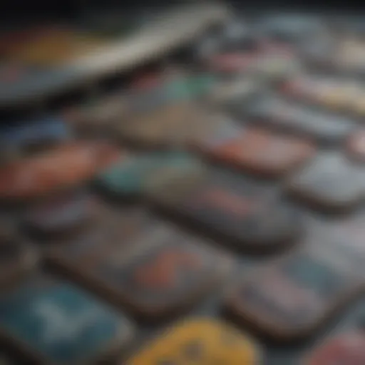 Variety of skateboard patches showcasing unique designs