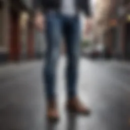 A stylish pair of skinny jeans paired with an urban outfit, showcasing versatility.