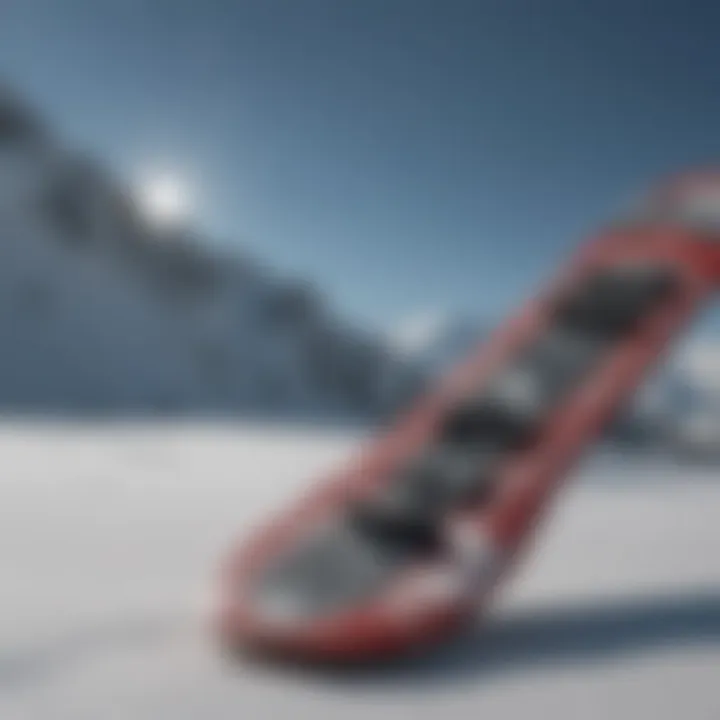 A detailed view of a snowboard featured on an online selling platform