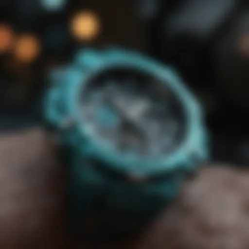 Teal G-Shock watch showcasing intricate design