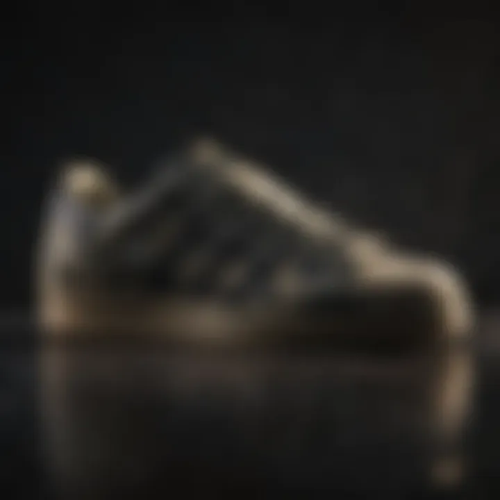 Side profile of Adidas Superstar camouflage shoes showcasing their sleek silhouette.