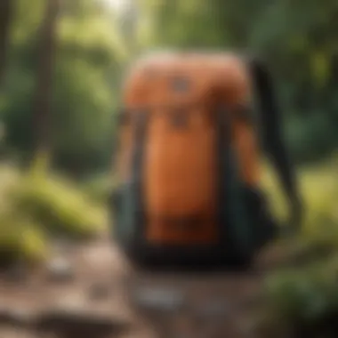 An artistic representation of a backpack in a vibrant outdoor setting, emphasizing its stylish appeal.