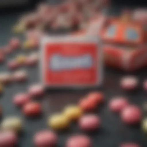 Vintage chewing gum packaging showcasing retro design elements