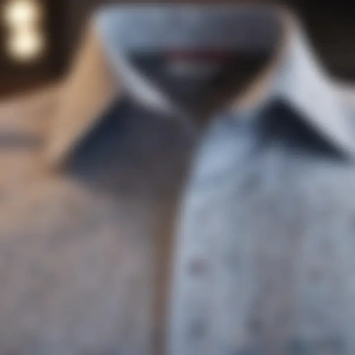 Close-up of a unique dress shirt featuring a playful pattern.