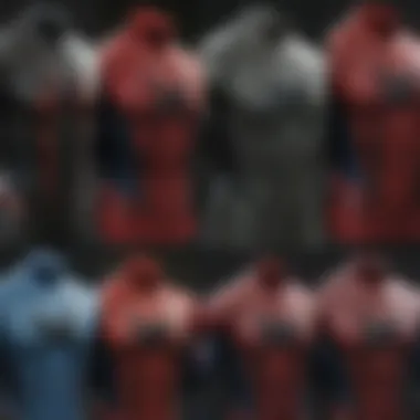 Diverse Designs of Spider-Man Shirts A collage of various Spider-Man shirt designs appealing to diverse audiences