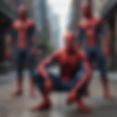 Extreme Sports Enthusiasts in Spider-Man Apparel Extreme sports enthusiasts wearing Spider-Man shirts during an event