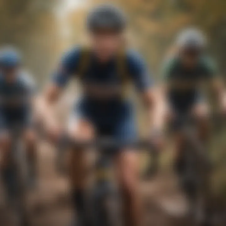 Group of female cyclists during a challenging cyclocross race