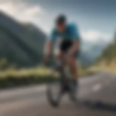 Aerodynamic Cycling Position with Carbon Aerobar Cyclist in an aerodynamic position utilizing a carbon aerobar on a winding road