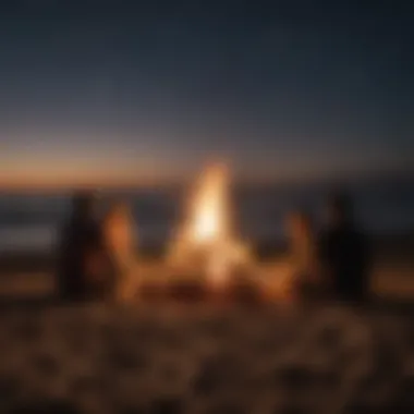 A group of friends enjoying a beach bonfire under a starlit sky